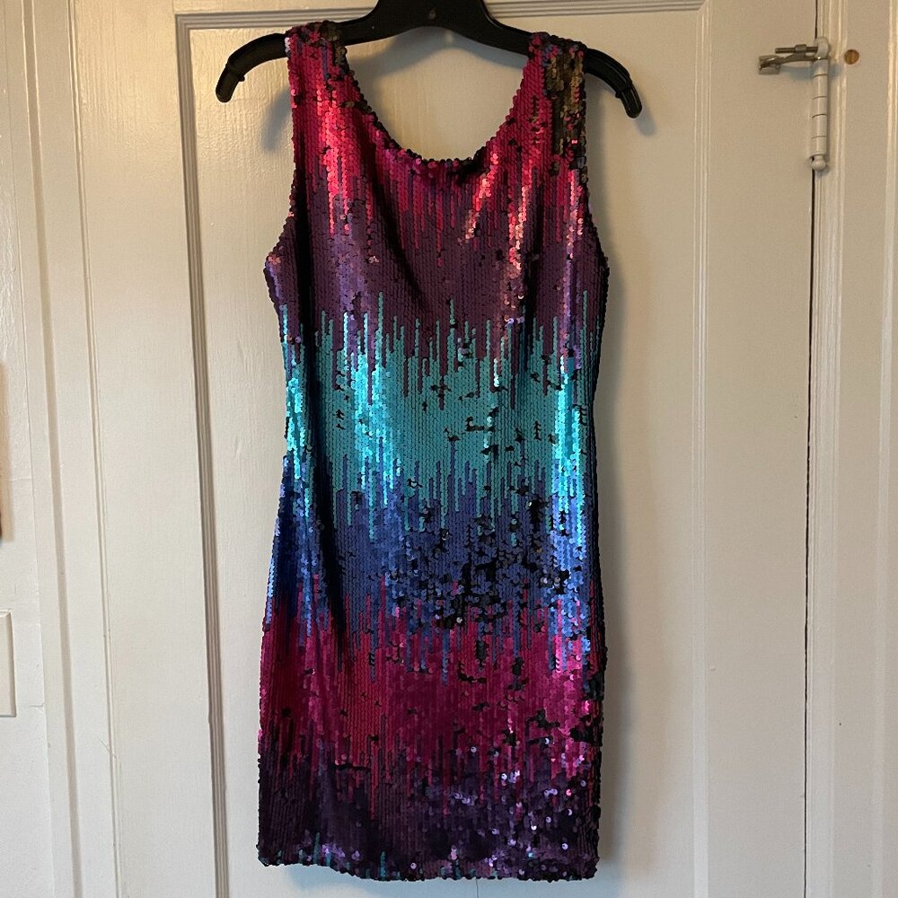 Adore Multi-colored Sequin Mini Dress - size Medium